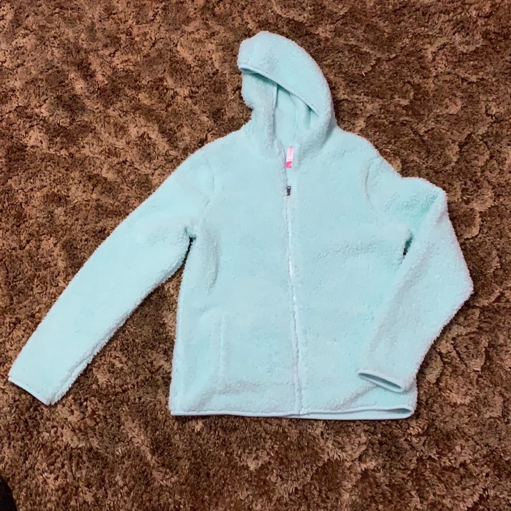 NWOT Junior size large mint green Sherpa full zip